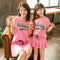 Mommy And I Letter Short Sleeve Lace Up Pleated Skirt Parent-child Two-piece Set